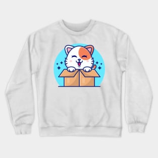 Happy cute cats in paper box Crewneck Sweatshirt